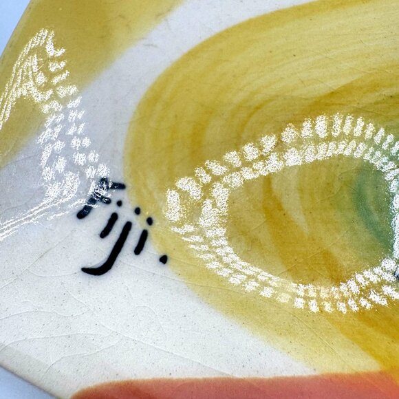 Décor Australia Fiji Ceramic Triangular Dish Ashtray Abstract Art Plate Vtg - Picture 6 of 7